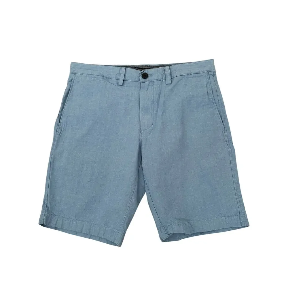 Banana Republic Men Aiden Light Blue Chino Classic Flat Front Shorts Size 31